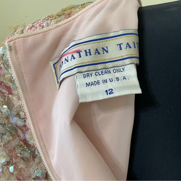 Vtg. Jonathan Tait Silk Doll Core Dress Pink w Sequins Tafatta , Bow size 12 - Picture 3 of 11